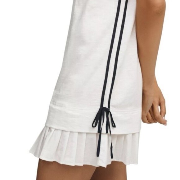 ANTHROPOLOGIE Gola Layer Up Mini Dress Pleated Ruffled Hem Ivory Size L NEW - Picture 10 of 10